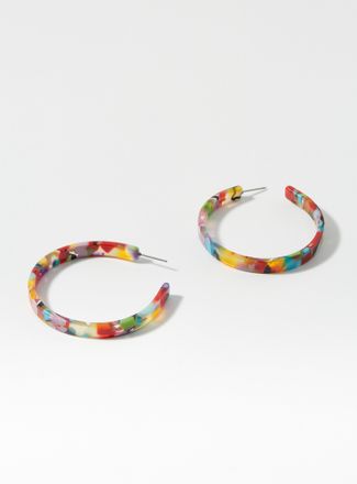 Simons Womens Large patterned acetate Hoop Earrings