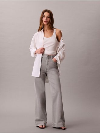 Calvin Klein Jeans Calvin Klein Womens Super High Rise Wide Leg Jeans - Grey - 24W x RL