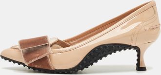 Tod's Tods Beige Patent Leather Loafer Pumps