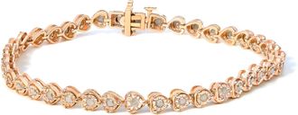 House of Brilliance 925 Sterling Silver 1.0 Cttw Miracle Set Diamond Heart-Link 7 Tennis Bracelet