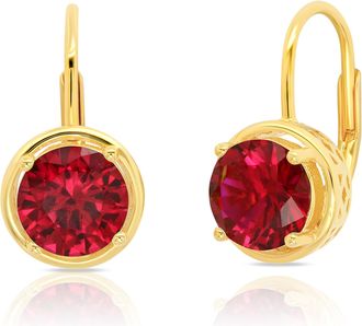 MAX + STONE 925 Sterling Silver with 18k Yellow Gold Overlay Round Gemstone Dangle Earrings