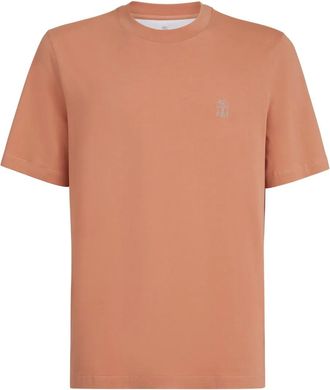 Brunello Cucinelli T-shirt met logodetail - Oranje