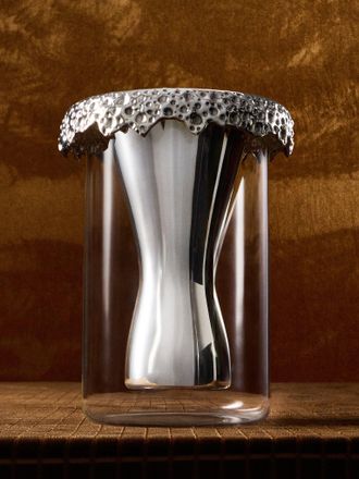 San Lorenzo 1997 Afra and Tobia Scarpa Pure Silver and Glass Vase (8in/20.5cm)