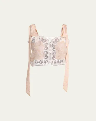 Chlo&eacute; Painted Flowers Silk Top