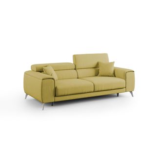 Divani.Store Divani.store - Fusion Sof&aacute; Con Asientos Deslizantes En Tela Suave Antimanchas 215 Cm Amarillo