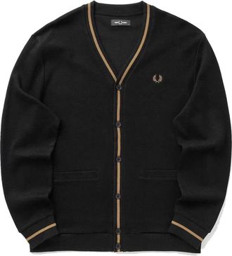 Fred Perry Cardigan in piqu&eacute; - - Knitwear - Uomo - Nero - M