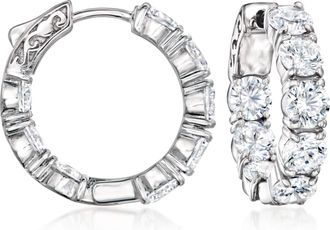Ross-Simons CZ Inside-Outside Hoop Earrings in Sterling Silver
