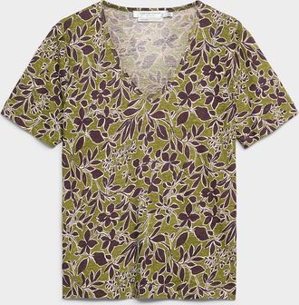 Contemporaine Womens Pure linen V-neck T-shirt