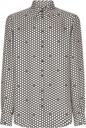 Dolce & Gabbana geometric-print silk shirt - men - Silk - 37 - Black