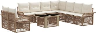 vidaXL Conjunto De Sof&aacute;s De Jard&iacute;n 10 Uds. Beige Y Blanco Crema Vidaxl