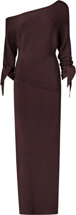 Pinko Brina Long Dress In Brown One-Shoulder