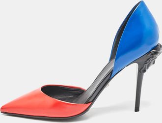 Versace Blue/red Leather Medusa Heel Pumps