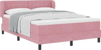 vidaXL Box Spring Bed with Mattress Dark Grey 80x200 cm Velvet Pink vidaXL