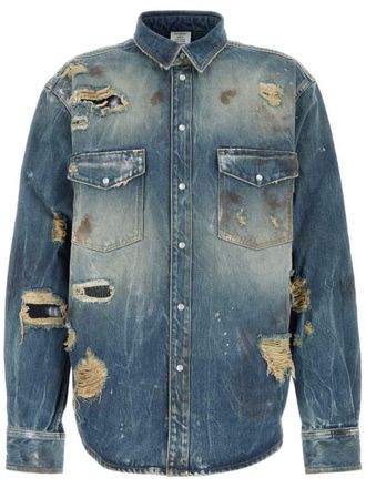 VETEMENTS Camicia denim con effetto vissuto - Blu