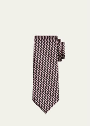 Tom Ford Mens Contrast Zigzag Silk Tie