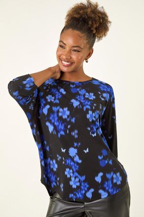 Roman Floral Print Round Hem Top