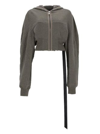 Rick Owens Gimp Collage Cropped Front-Zip Cotton-Blend Sweatshirt