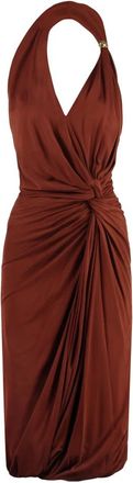 Bottega Veneta Jersey Jurk met Goudkleurige Metalen Detail - Dames - Casual kleedjes - Bruin - XS - Kleedjes