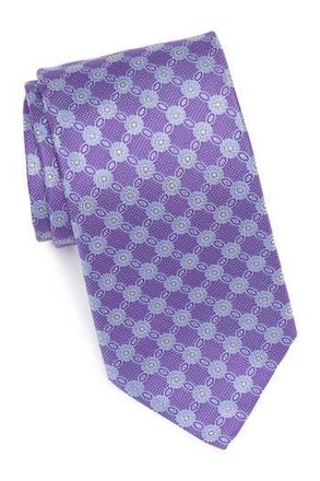 Eton Medallion Print Silk Tie in Purple at Nordstrom Rack