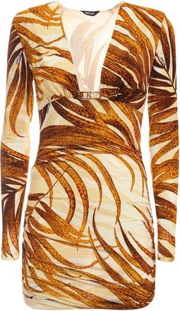 Just Cavalli Kleedjes, Dames, Veelkleurig, L, Jurk van Stretchviscose met Print