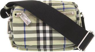 Burberry Blue Grayish White Polyester Elastane Polyamide Shoulder Bag (Pre-Owned)