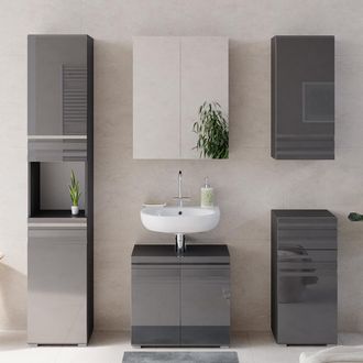 Vicco Conjunto De Muebles De Ba&ntilde;o Freddy, Antracita Alto Brillo, 5 Piezas