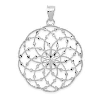Diamond2Deal 14k White Gold Diamond Cut Sphere Pendant