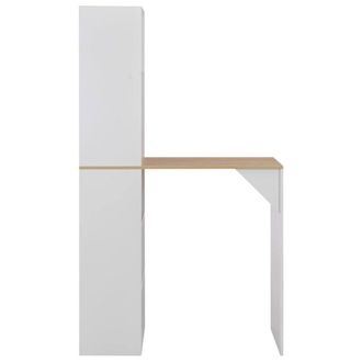 Berkfield Home Bar Table with Cabinet White 115x59x200 cm | Size: 115 x 59 x 200 cm