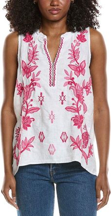 Johnny Was Linen Ruffle Neck Tank