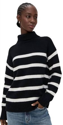 Alex Mill Nottinghill Striped Turtleneck Sweater In Black/snow