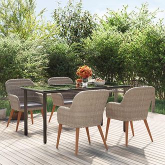 vidaXL Juego De Comedor De Jard&iacute;n 5 Piezas Con Cojines Marr&oacute;n Vidaxl