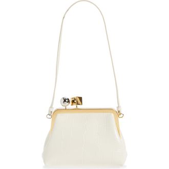 Jacquemus Le Berlingot Croc Embossed Leather Frame Shoulder Bag in Light Ivory 115 at Nordstrom