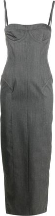 Thom Browne corset-style wool pencil dress - women - Silk/Wool - 38 - Grey