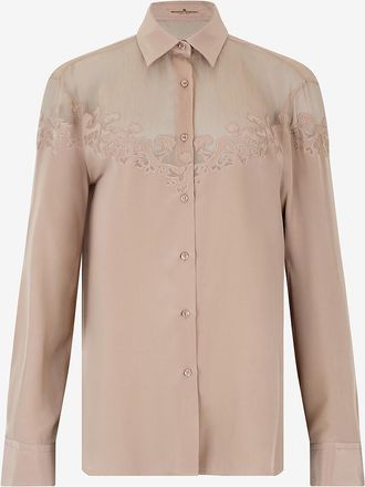 Ermanno Scervino Fliessendes Seidenhemd mit Georgette-Eins&auml;tzen und Western-Motiv