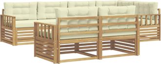 vidaXL Conjunto De Sof&aacute;s De Exterior 7 Uds. Blanco Y Crema Poli&eacute;ster Vidaxl