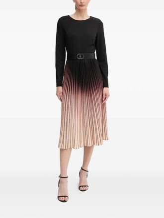 DKNY pleated belted midi dress - Black