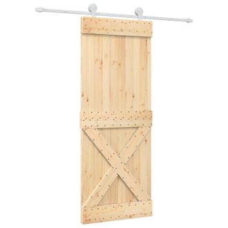 vidaXL Puerta Corredera 80 X 210 Cm Natural Y Blanco Vidaxl