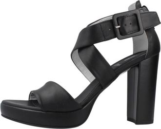 Nero Giardini Tamigi Sandal - Dames - Sandalen met hakken - Zwart - 38 EU - Leer - Schoenen