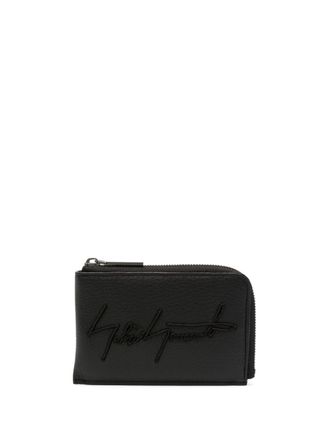 Yohji Yamamoto logo-patch leather wallet - Black