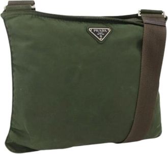 Prada Pre-owned Cross Body Bags, female, Green, Size: ONE SIZE Pre-owned Vintage Nylon Shoulder Bag