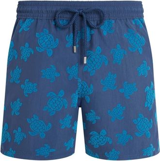 Vilebrequin Moorea Flocked Ronde des Tortues Zwemshorts - Heren - Strandmode - Blauw - L - Badmode