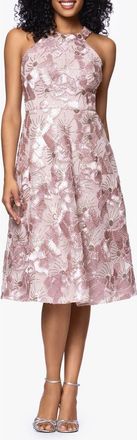 Betsy & Adam Soutache Sequin Sleeveless Cocktail Dress in Blush at Nordstrom, Size 14P