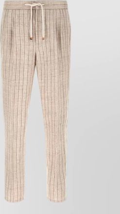 Brunello Cucinelli linen trousers striped design side and back pockets