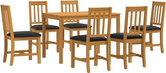 vidaXL Conjunto De Comedor 7 Uds. Negro Madera De Roble S&oacute;lido Vidaxl