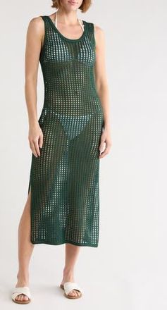 Nordstrom Rack Open Knit Cover-Up Dress in Green Botanical at Nordstrom Rack, Size X-Large