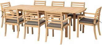 Happy Garden Conjunto de muebles de jard&iacute;n mesa 180/240cm acacia gris coj&iacute;n