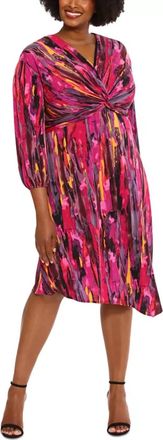 Maggy London Abstract Twisted-Knot A-Line Dress In Berry Multi