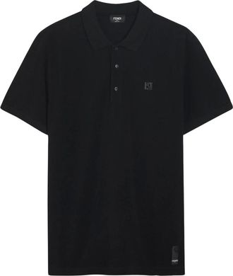 Fendi Tops, Heren, Zwart, L, Katoen, Piqu&eacute; Polo Shirt