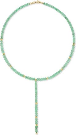 Bony Levy 14K Gold Iris Emerald Beaded Tennis Necklace in Green at Nordstrom, Size 16