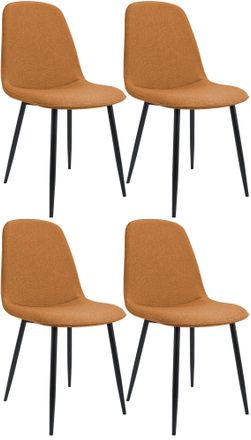 Clp Set De 4 Sillas De Comedor Maryam Naranja Tela